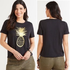 Chaser gold pineapple linen blend t shirt